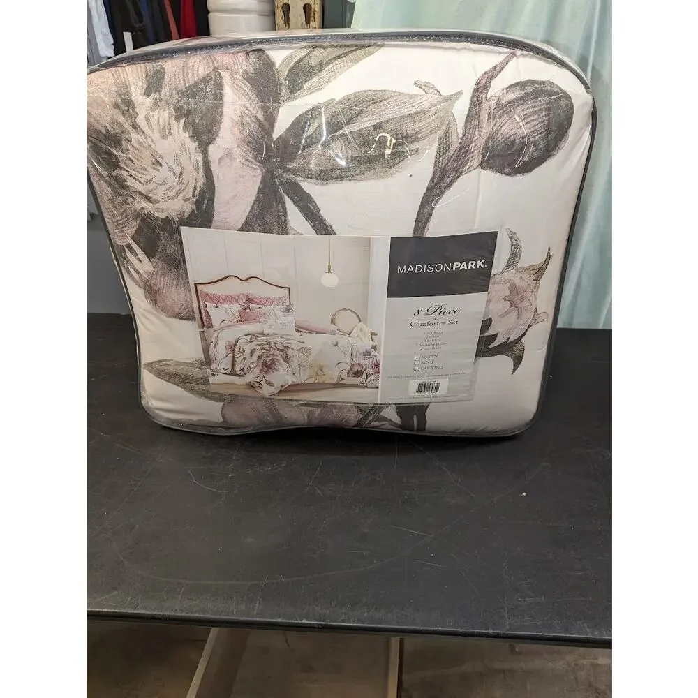Madison Park Cassandra California King 8 Pieces Pink Blush Comforter Set NEW